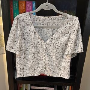White Polka Dot Blouse Women's Top